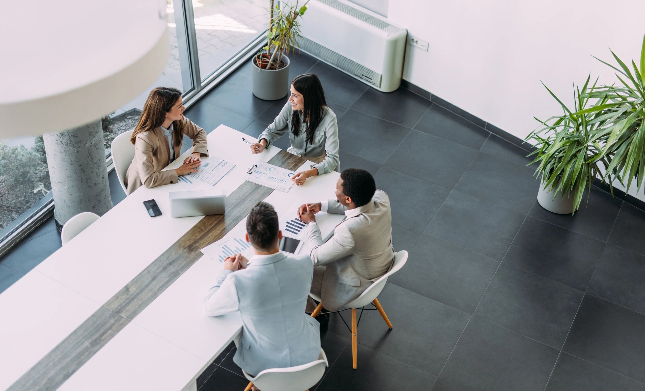 Business technology planning meeting in an office