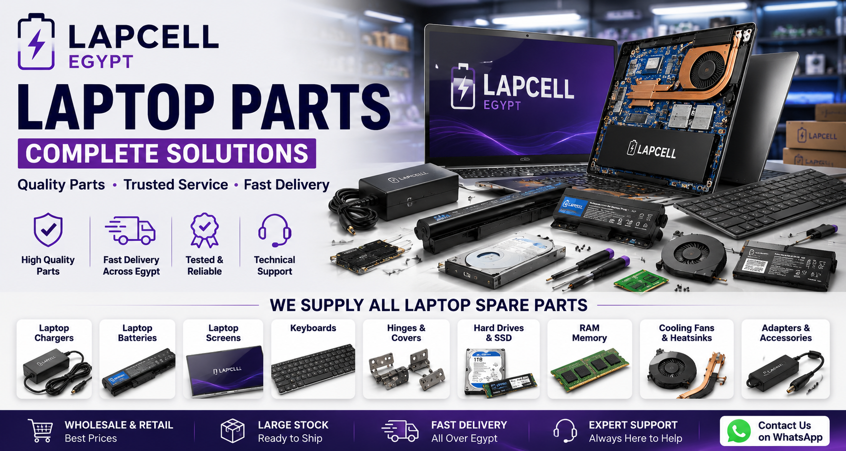 Laptop chargers batteries and POS systems supplier in Egypt